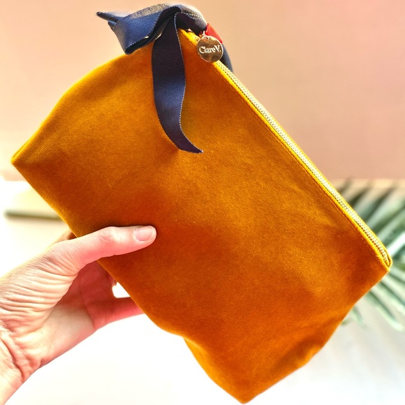 Clare V Handbags - CLARE V. FLAT CLUTCH MARIGOLD Navy Bow